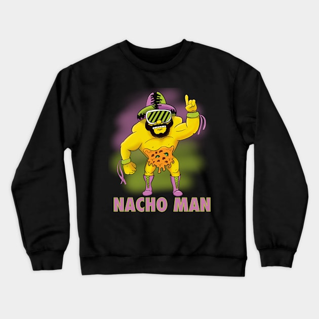 Nacho Man Wrestler Vintage Crewneck Sweatshirt by JonnyVsTees